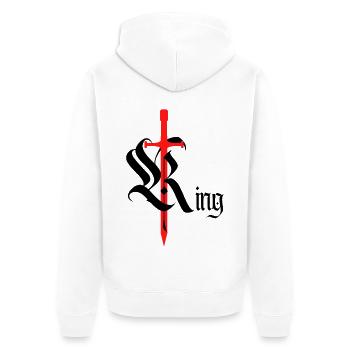 Gothic King Design mit Schwert schwarz t - Unisex Premium Bio Zip Hoodie - Weiß - Hinten - Thijin (182cm)