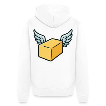 Butterly Butter Wortspiel - Unisex Premium Bio Zip Hoodie - Weiß - Hinten - Thijin (182cm)