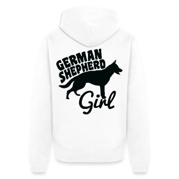 Deutscher Schäferhund Mädchen - Unisex Premium Bio Zip Hoodie - Weiß - Hinten - Thijin (182cm)