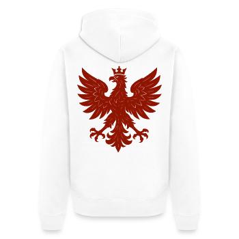 Polen Polska Adler Flagge Fahne episch Geschenk - Unisex Premium Bio Zip Hoodie - Weiß - Hinten - Thijin (182cm)