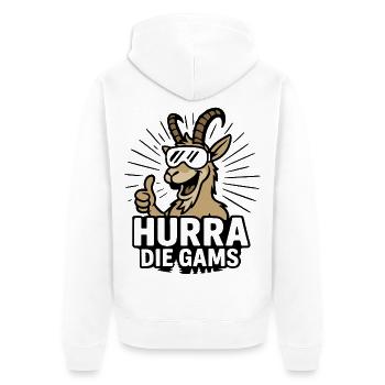 hurra die gams apres ski skiurlaub party - Unisex Premium Bio Zip Hoodie - Weiß - Hinten - Thijin (182cm)