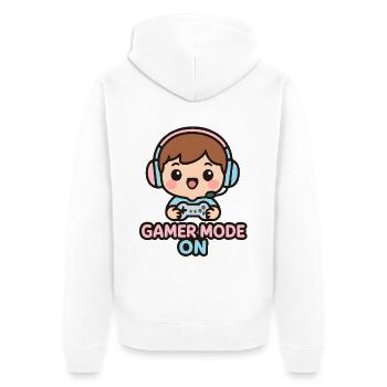 Gamer Mode On – Süßes Kawaii Gaming T-Shirt - Unisex Premium Bio Zip Hoodie - Weiß - Hinten - Thijin (182cm)