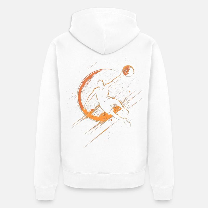 Silhouette orange de basket-ball - Veste à capuche bio Premium Unisexe - blanc