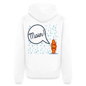 HAMBURG MOIN FRANZBRÖTCHEN - Unisex Premium Bio Zip Hoodie - Weiß - Hinten - Thijin (182cm)