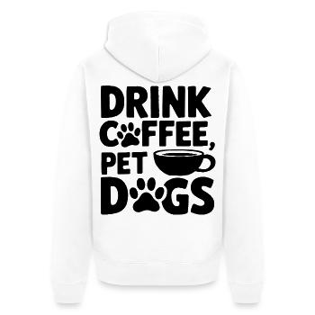 Boire du café Citation de chiens de compagnie - Veste à capuche bio Premium Unisexe - blanc - Dos - Thijin (182cm)
