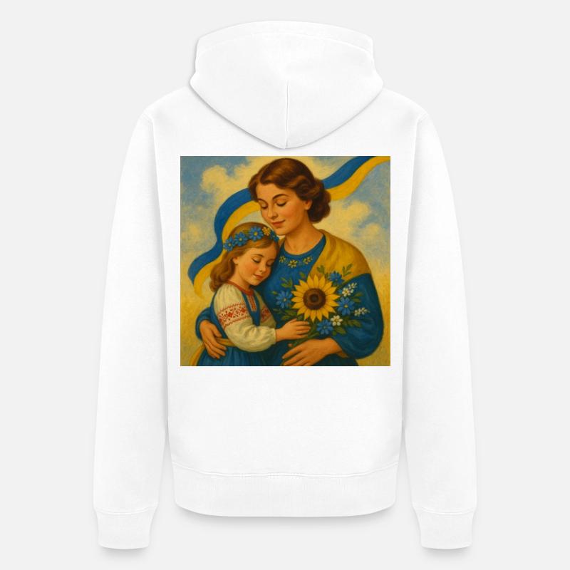 L’inquiétude d’une mère ukrainienne - Veste à capuche bio Premium Unisexe - blanc