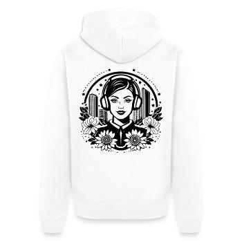 Subculture, Style – Woman, Headphones, Meeting Place - Unisex Premium Organic Zip Hoodie - white - Back - Thijin (182cm)