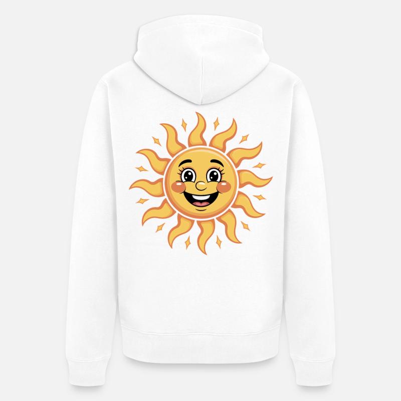 Illustration de ciel de soleil joyeux - Veste à capuche bio Premium Unisexe - blanc