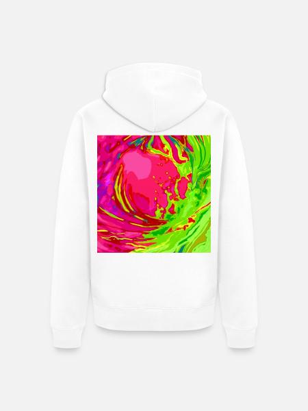 Neon Wirbel Farbenspiel - Unisex Premium Bio Zip Hoodie - Weiß