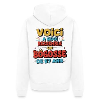 Humor and Party for 57 Years - Unisex Premium Organic Zip Hoodie - white - Back - Thijin (182cm)