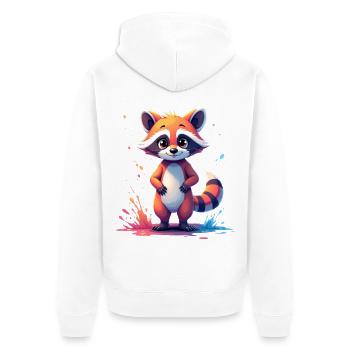 Motif de raton laveur mignon avec des touches de couleur - Veste à capuche bio Premium Unisexe - blanc - Dos - Thijin (182cm)
