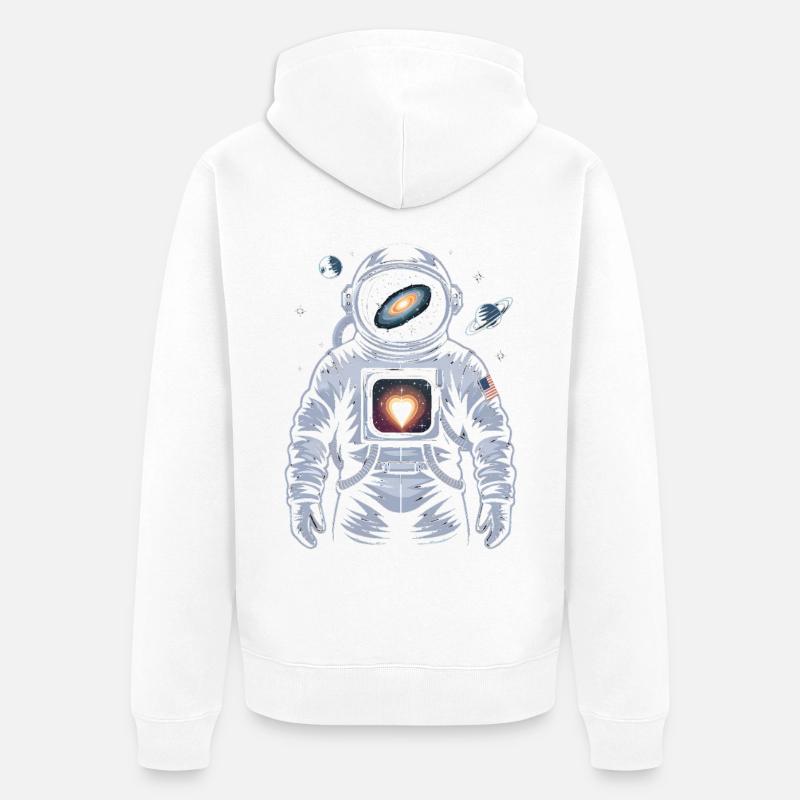 Conception d’astronaute de cœur de l’espace - Veste à capuche bio Premium Unisexe - blanc