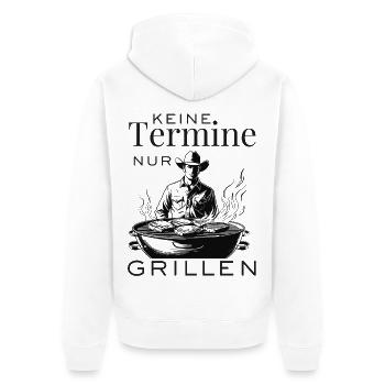 Grillades au lieu d’un calendrier – grillades en liberté uniquement - Veste à capuche bio Premium Unisexe - blanc - Dos - Thijin (182cm)