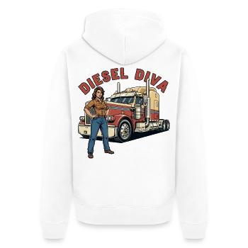 Diesel Diva - Unisex Premium Organic Zip Hoodie - white - Back - Thijin (182cm)