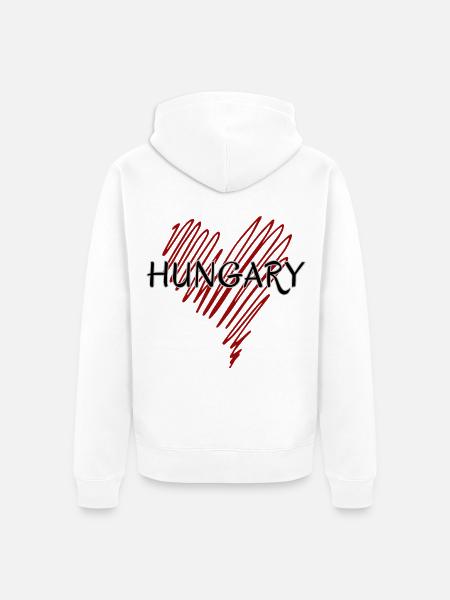 Ich liebe Ungarn, Herz Ungarn - Unisex Premium Bio Zip Hoodie - Weiß