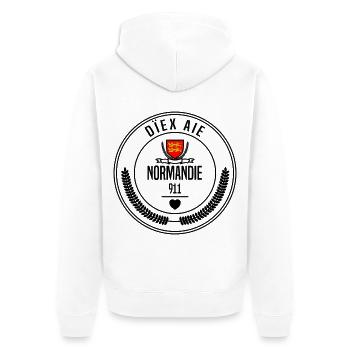 Diex Aie Symbol of Historic Normandy - Unisex Premium Organic Zip Hoodie - white - Back - Thijin (182cm)