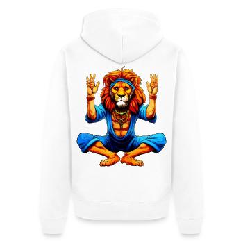 Lion Yoga - Unisex Premium Organic Zip Hoodie - white - Back - Thijin (182cm)