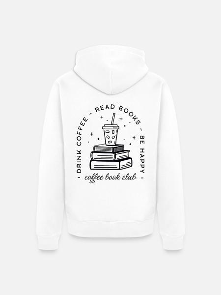 Bücher und Kaffee Lover Club lustiger Iced Latte - Unisex Premium Bio Zip Hoodie - Weiß