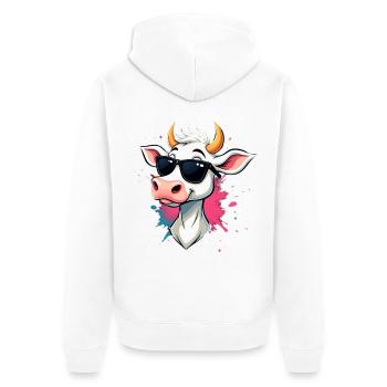 Chillen mit Sonnenbrille Kuh - Unisex Premium Bio Zip Hoodie - Weiß - Hinten - Thijin (182cm)