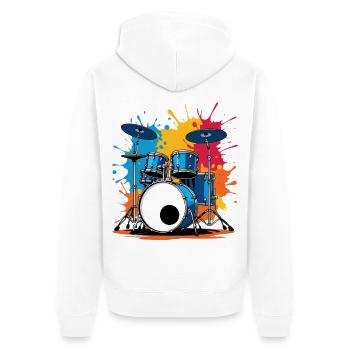 Imprimé tambour coloré avec des explosions de couleurs - Veste à capuche bio Premium Unisexe - blanc - Dos - Thijin (182cm)