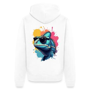 Caméléon cool avec lunettes de soleil - Veste à capuche bio Premium Unisexe - blanc - Dos - Thijin (182cm)