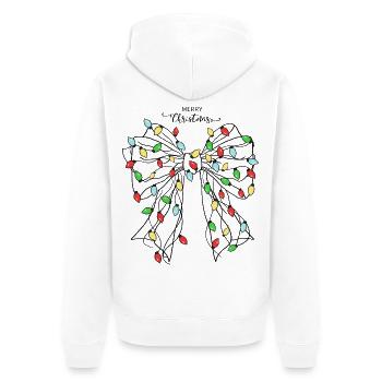 Festive Christmas Light Butterfly Design - Unisex Premium Organic Zip Hoodie - white - Back - Thijin (182cm)
