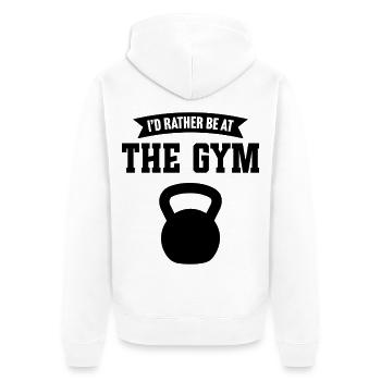 I'd rather be at the gym - Unisex Premium Organic Zip Hoodie - white - Back - Thijin (182cm)