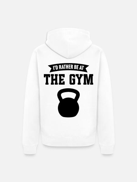 I'd rather be at the gym - Unisex Premium Organic Zip Hoodie - white