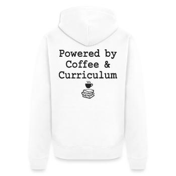 Powered by Coffee &amp; Curriculum Coffee Statement - Unisex Premium Organic Zip Hoodie - white - Back - Thijin (182cm)