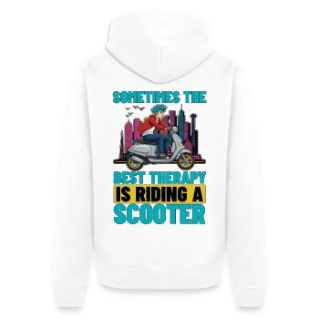 Scooter Sometimes The Best Therapy Is Scootering - Unisex Premium Bio Zip Hoodie - Weiß - Hinten - Thijin (182cm)