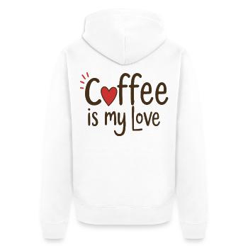 Coffee is my love Kaffee Spruch - Unisex Premium Bio Zip Hoodie - Weiß - Hinten - Thijin (182cm)