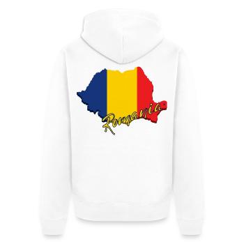 I love Romania, made in Romania - Unisex Premium Organic Zip Hoodie - white - Back - Thijin (182cm)