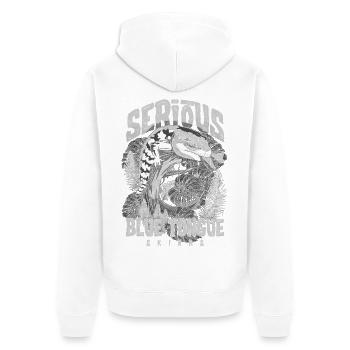 Ernsthaft über Blauzungenskinke Reptilienhalter - Unisex Premium Bio Zip Hoodie - Weiß - Hinten - Thijin (182cm)