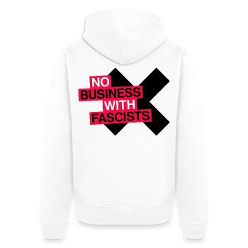 NO BUSINESS WITH FASCISTS - Unisex Premium Organic Zip Hoodie - white - Back - Thijin (182cm)