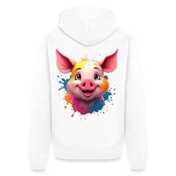 Cute pig head with color splashes - Unisex Premium Organic Zip Hoodie - white - Back - Thijin (182cm)