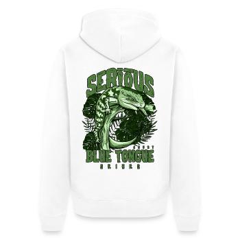 Ernsthaft über Blauzungenskinke Reptilienhalter - Unisex Premium Bio Zip Hoodie - Weiß - Hinten - Thijin (182cm)