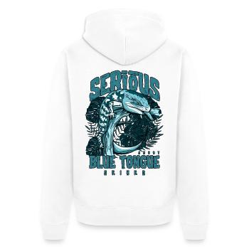 Ernsthaft über Blauzungenskinke Reptilienhalter - Unisex Premium Bio Zip Hoodie - Weiß - Hinten - Thijin (182cm)