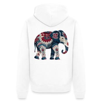 Indigo Blue Elephant - Unisex Premium Organic Zip Hoodie - white - Back - Thijin (182cm)