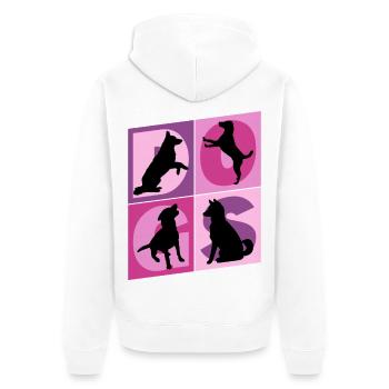 Chiens que j'aime Silhouettes de chiens Maman chien Papa chien - Veste à capuche bio Premium Unisexe - blanc - Dos - Thijin (182cm)