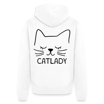 Silhouette de chat Catlady, contour, art linéaire - Veste à capuche bio Premium Unisexe - blanc - Dos - Thijin (182cm)