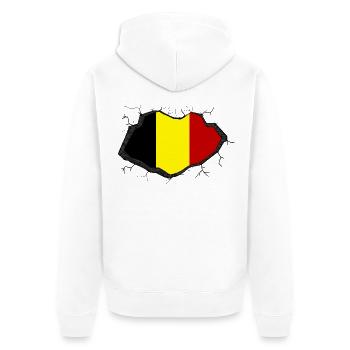 Drapeau de la Belgique - Veste à capuche bio Premium Unisexe - blanc - Dos - Thijin (182cm)