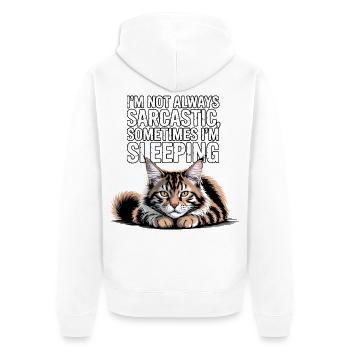 Sarcastic Cat Sleep - Unisex Premium Organic Zip Hoodie - white - Back - Thijin (182cm)