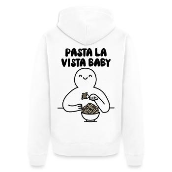 Pasta la vista baby - Unisex Premium Bio Zip Hoodie - Weiß - Hinten - Thijin (182cm)