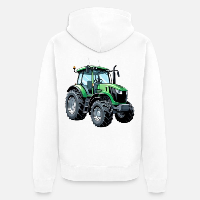 Grønn traktor med moderne estetikk - Premium økologisk unisex-hettejakke - hvit