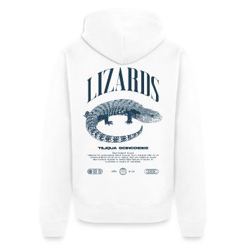Blue Tongue Skink Reptile Keeper Streetwear - Unisex Premium Bio Zip Hoodie - Weiß - Hinten - Thijin (182cm)
