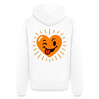 Coeur ludique doodle avec un visage heureux - Veste à capuche bio Premium Unisexe - blanc - Dos - Thijin (182cm)