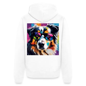 Australian Shepherd Colorful Aussi - Unisex Premium Organic Zip Hoodie - white - Back - Thijin (182cm)