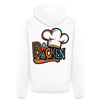 Illustration d'un chapeau de chef boulanger - Veste à capuche bio Premium Unisexe - blanc - Dos - Thijin (182cm)