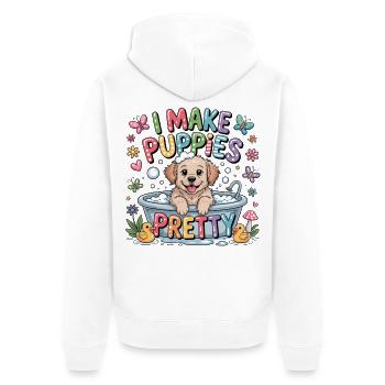Toiletteur pour chiens Je rends les chiots beaux Je fais - Veste à capuche bio Premium Unisexe - blanc - Dos - Thijin (182cm)