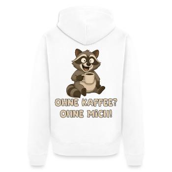 Raton laveur avec une tasse de café disant - Veste à capuche bio Premium Unisexe - blanc - Dos - Thijin (182cm)